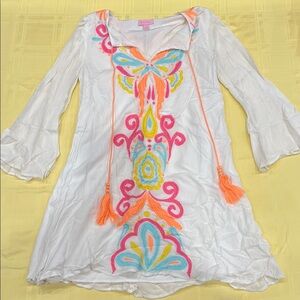 Lilly Pulitzer White Embroidered Bell Sleeve Dress